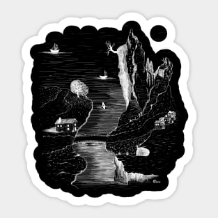 Drawing of a landscape Sticker